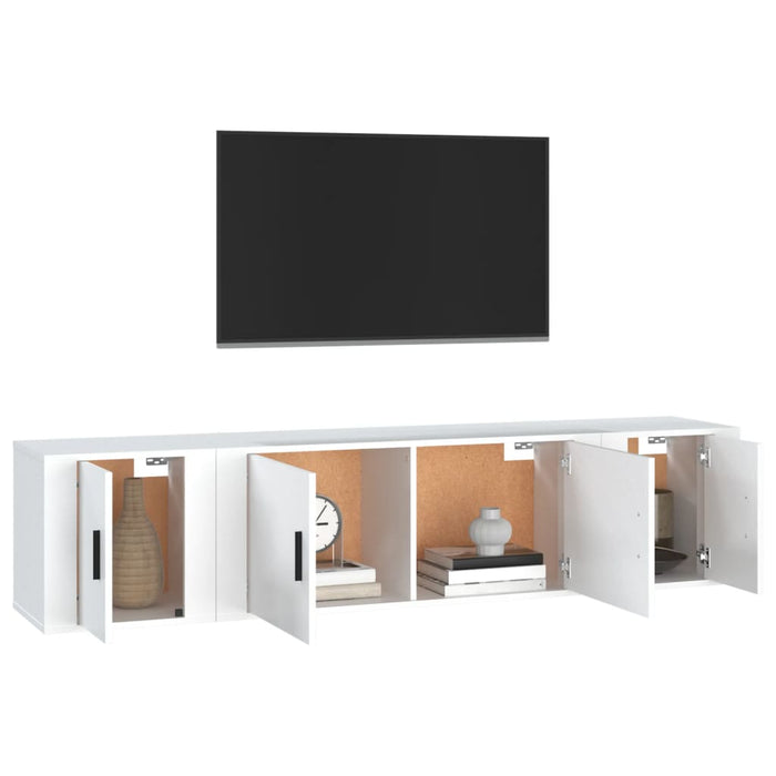 3 Piece Tv Cabinet Set White Engineered Wood Tonnaoa
