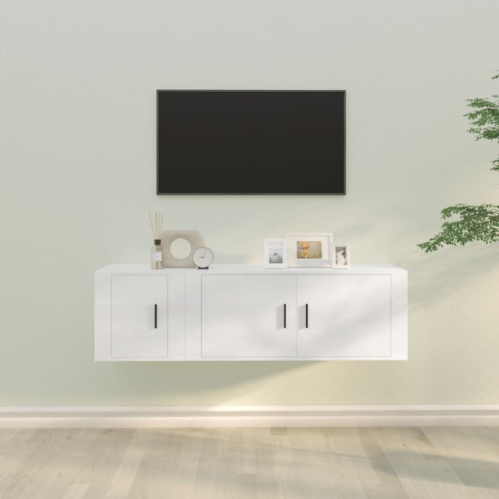 2 Piece Tv Cabinet Set White Engineered Wood Tonnaxx