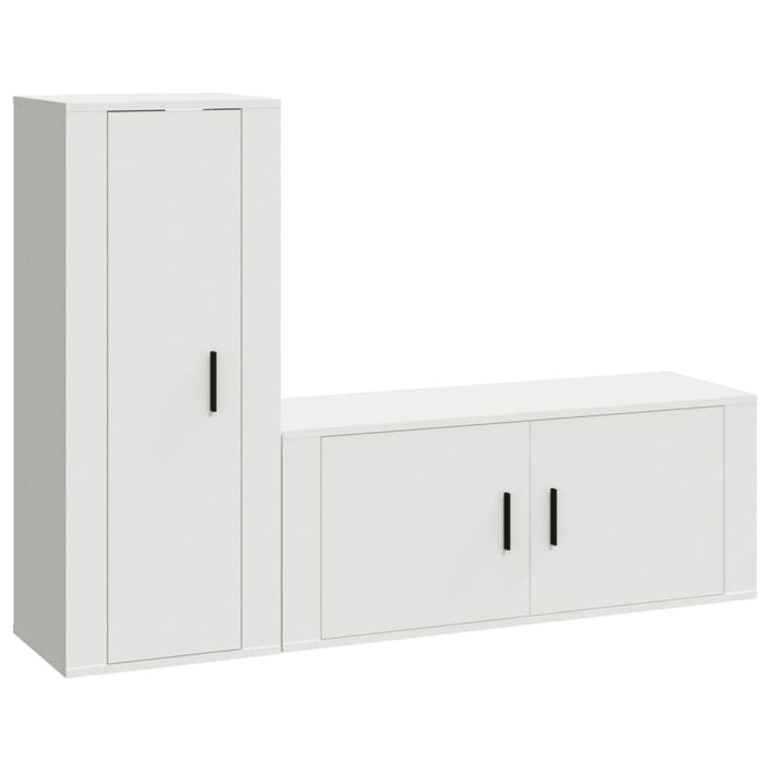 2 Piece Tv Cabinet Set White Engineered Wood Tonnita