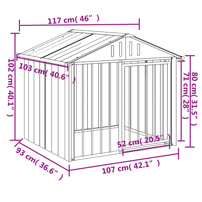 Dog House With Roof Black 117X103X102 Cm Galvanised Steel Oixtal