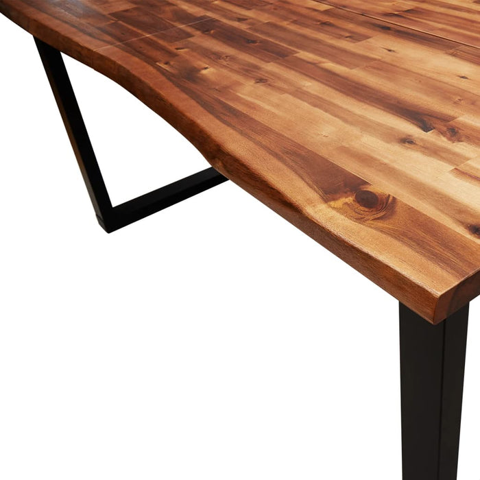 Dining Table With Live Edge 140X80X75 Cm Solid Wood Acacia Tptxnk