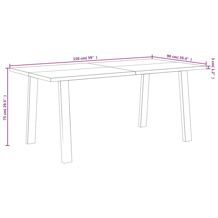 Dining Table 150X90X75 Cm Solid Wood Acacia Tptxkn