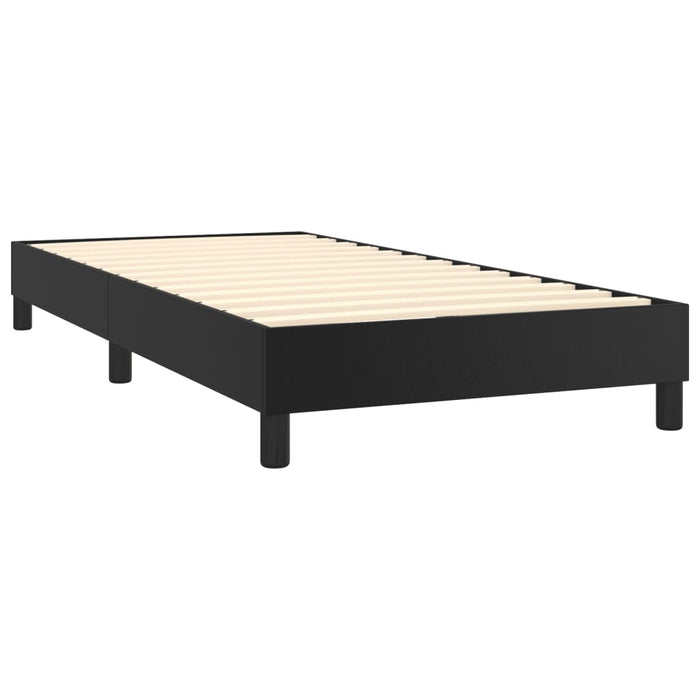 King Single Size Box Spring Bed Without Mattress Black Faux Leather Tonkoko