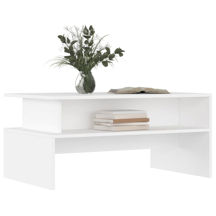Coffee Table White 90X55X42.5 Cm Engineered Wood Ntaxin