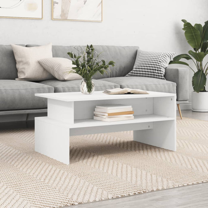 Coffee Table White 90X55X42.5 Cm Engineered Wood Ntaxin