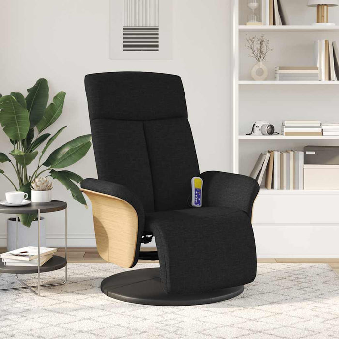 Massage Recliner Chair With Footrest Black Fabric Tplptp