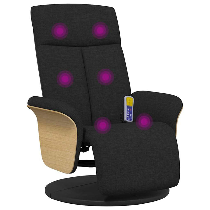 Massage Recliner Chair With Footrest Black Fabric Tplptp