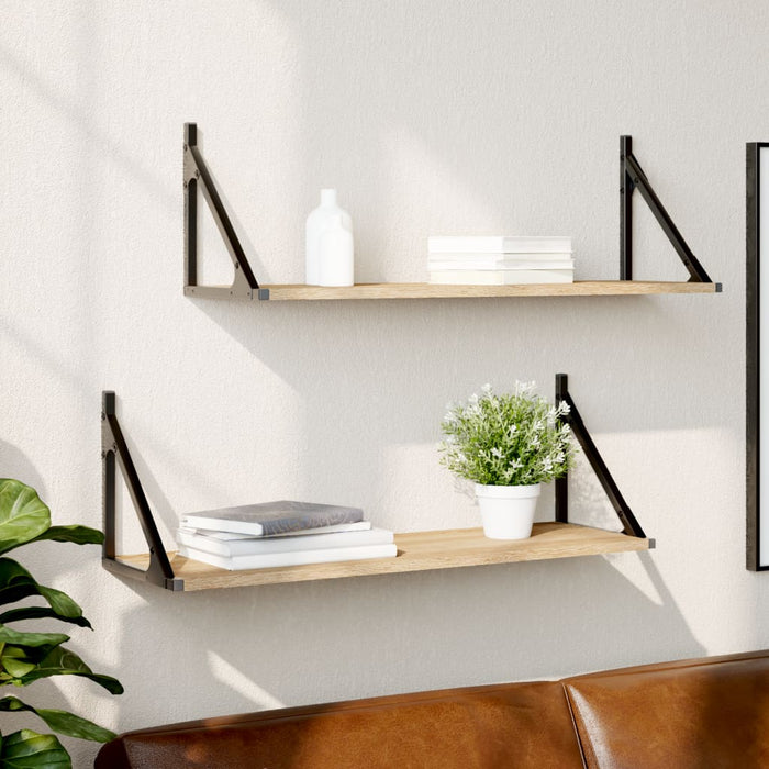 Wall Shelves 2 Pcs Sonoma Oak 80X25X25.5 Cm Engineered Wood Ntlttk