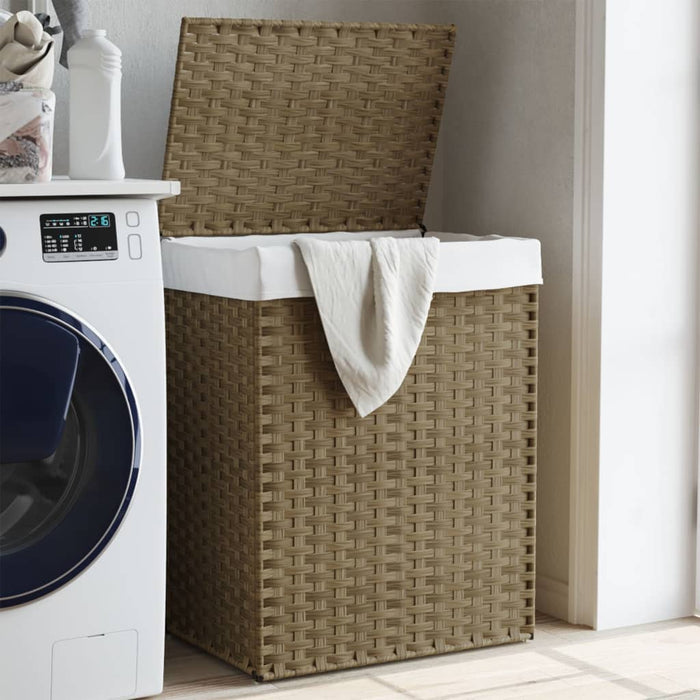 Laundry Basket With Lid 46X33X60 Cm Poly Rattan Tixbxk