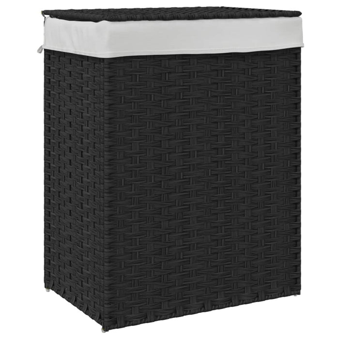 Laundry Basket With Lid Black 46X33X60 Cm Poly Rattan Tixbtx