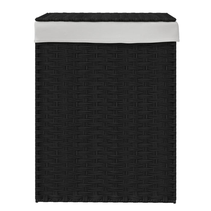 Laundry Basket With Lid Black 46X33X60 Cm Poly Rattan Tixbtx