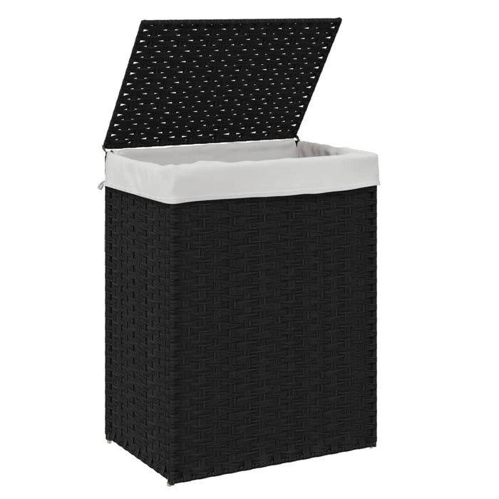 Laundry Basket With Lid Black 46X33X60 Cm Poly Rattan Tixbtx