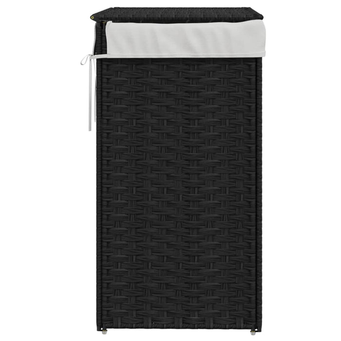 Laundry Basket With Lid Black 46X33X60 Cm Poly Rattan Tixbtx