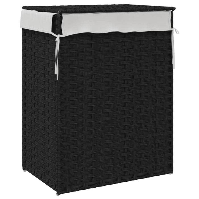 Laundry Basket With Lid Black 46X33X60 Cm Poly Rattan Tixbtx