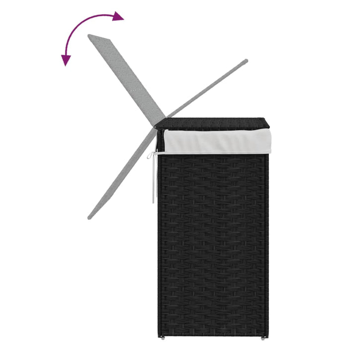 Laundry Basket With Lid Black 46X33X60 Cm Poly Rattan Tixbtx