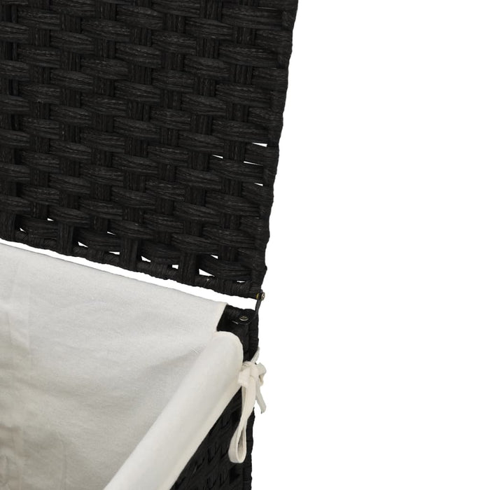 Laundry Basket With Lid Black 46X33X60 Cm Poly Rattan Tixbtx