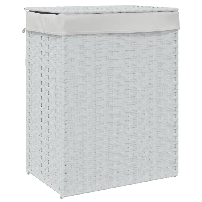 Laundry Basket With Lid White 46X33X60 Cm Poly Rattan Tixbtt