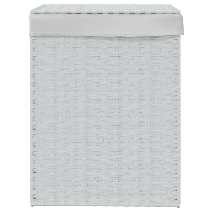 Laundry Basket With Lid White 46X33X60 Cm Poly Rattan Tixbtt