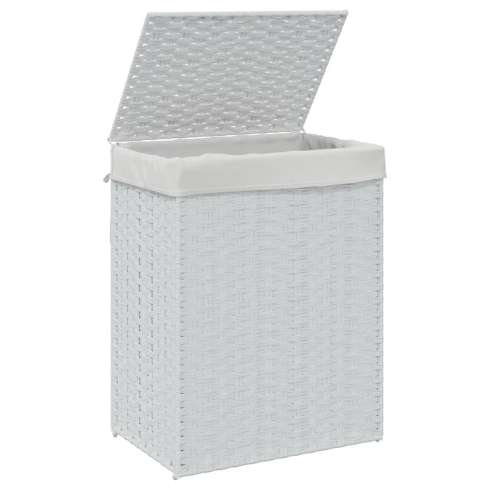 Laundry Basket With Lid White 46X33X60 Cm Poly Rattan Tixbtt