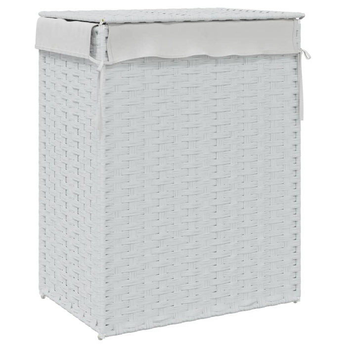 Laundry Basket With Lid White 46X33X60 Cm Poly Rattan Tixbtt