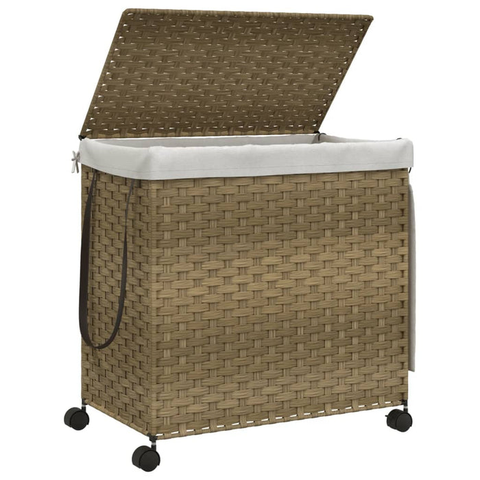 Laundry Basket With Wheels 60X35X60.5 Cm Rattan Tixbtk