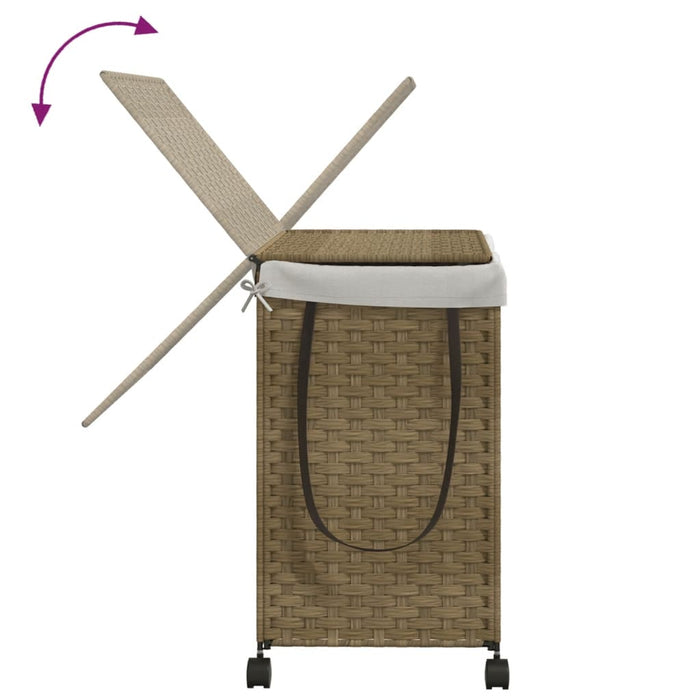 Laundry Basket With Wheels 60X35X60.5 Cm Rattan Tixbtk