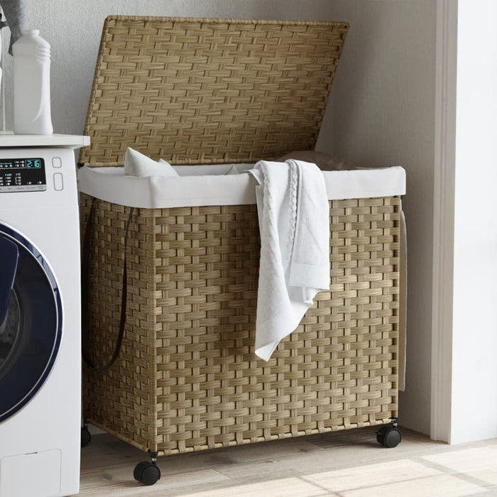 Laundry Basket With Wheels 60X35X60.5 Cm Rattan Tixbtk