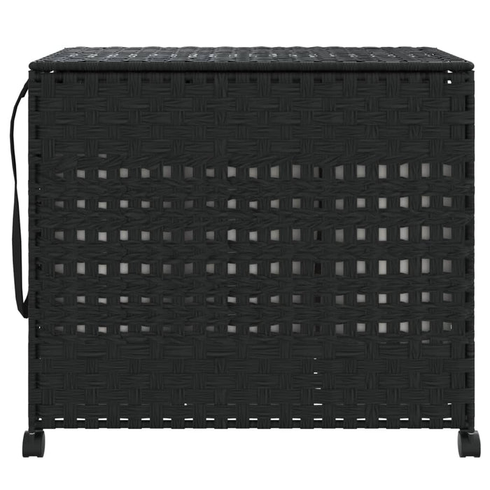 Laundry Basket With Wheels Black 66X35X60 Cm Rattan Tixbai