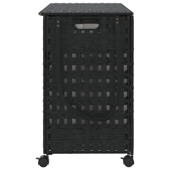 Laundry Basket With Wheels Black 66X35X60 Cm Rattan Tixbai