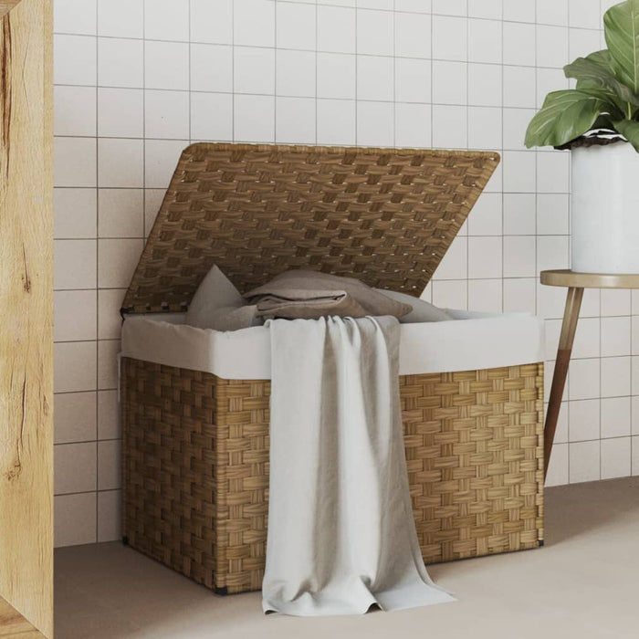 Laundry Basket With Lid 55.5X35X34 Cm Poly Rattan Tixbak