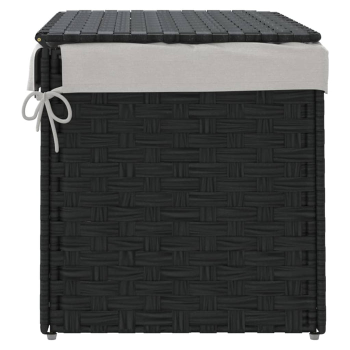 Laundry Basket With Lid Black 55.5X35X34 Cm Poly Rattan Tixbpx