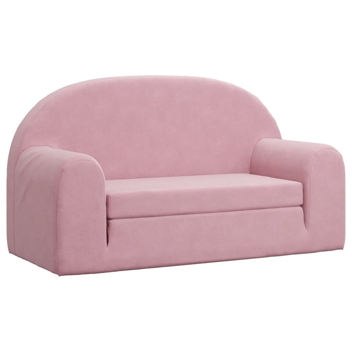 Kids Sofa Bed 2-Seater Pink Soft Plush Tpibxi