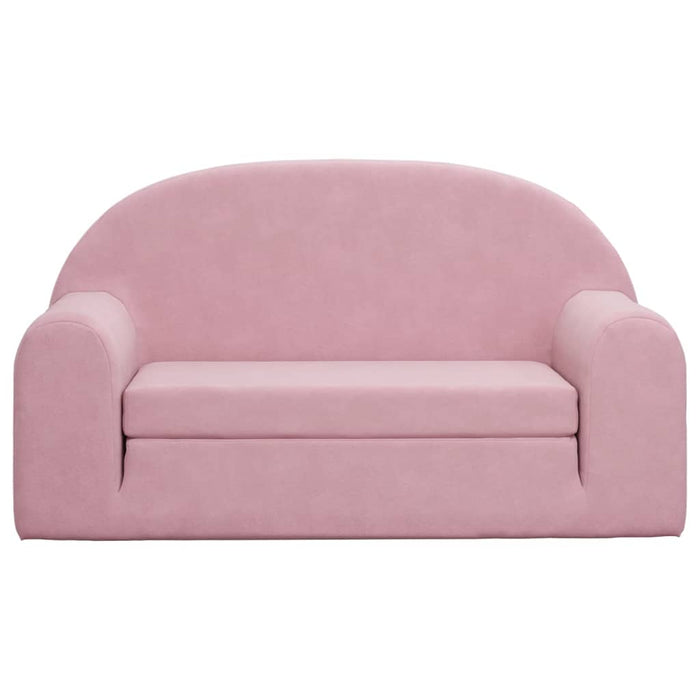 Kids Sofa Bed 2-Seater Pink Soft Plush Tpibxi