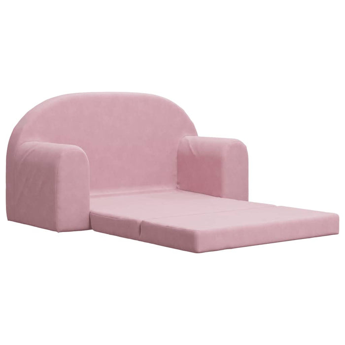 Kids Sofa Bed 2-Seater Pink Soft Plush Tpibxi