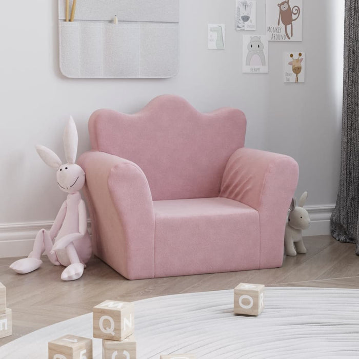 Kids' Sofa Pink Soft Plush Tpibap
