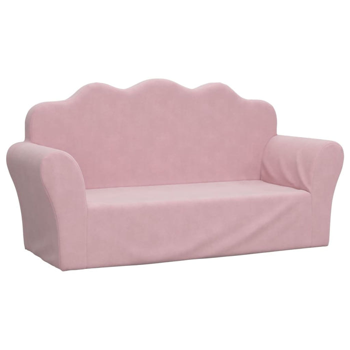 Kids' Sofa 2-Seater Pink Soft Plush Tpibpo