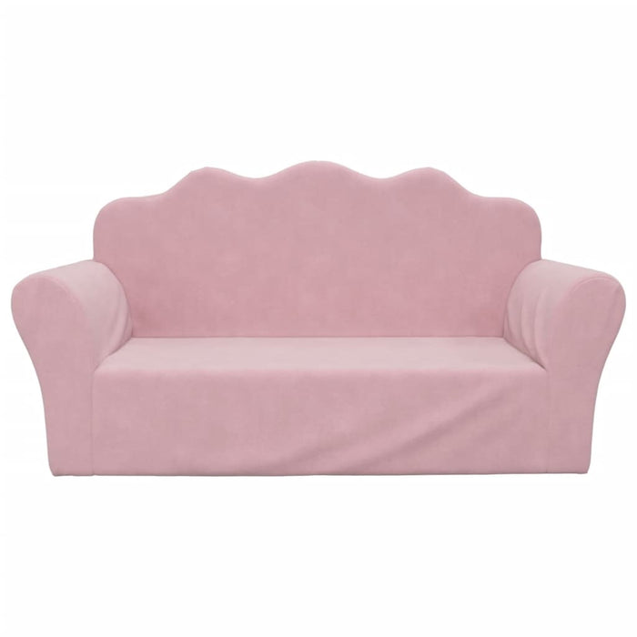 Kids' Sofa 2-Seater Pink Soft Plush Tpibpo