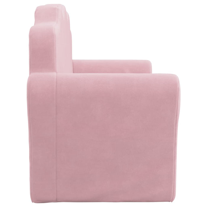 Kids' Sofa 2-Seater Pink Soft Plush Tpibpo