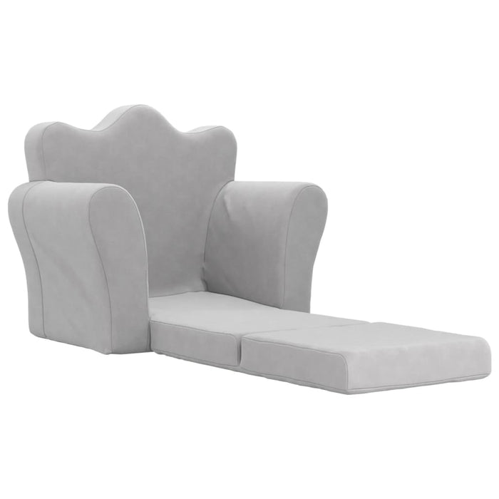 Kids' Sofa Bed Light Grey Soft Plush Tpibpt