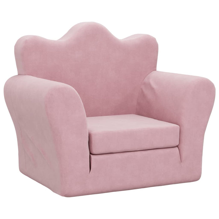 Kids' Sofa Bed Pink Soft Plush Tpibpi