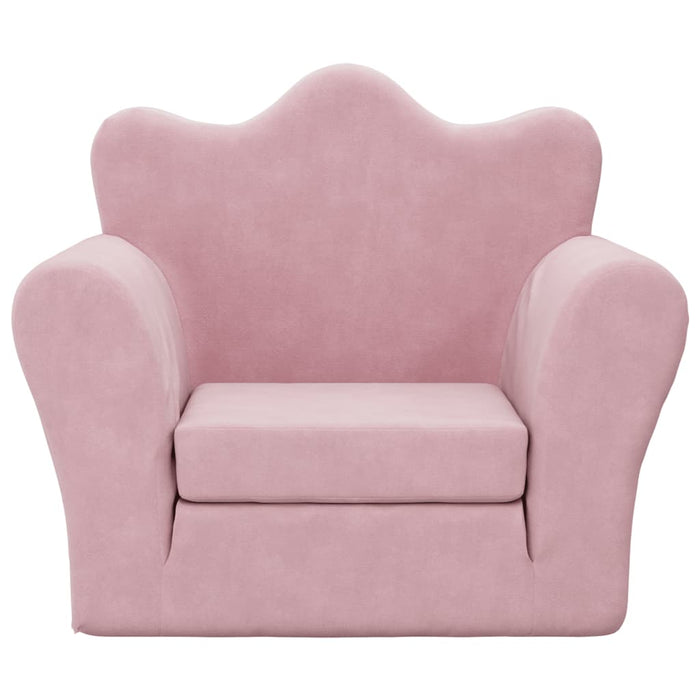 Kids' Sofa Bed Pink Soft Plush Tpibpi