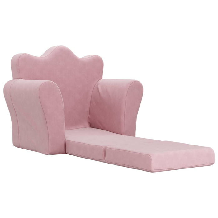 Kids' Sofa Bed Pink Soft Plush Tpibpi