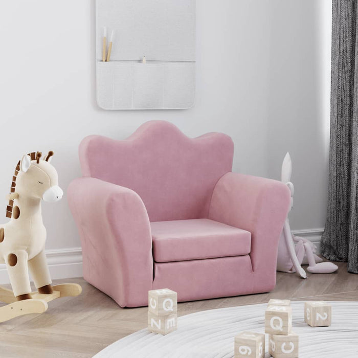 Kids' Sofa Bed Pink Soft Plush Tpibpi