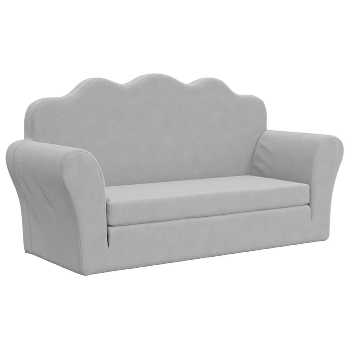 Kids' Sofa Bed 2-Seater Light Grey Soft Plush Tpibpk