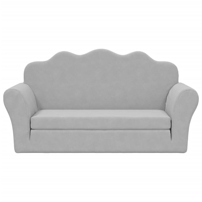 Kids' Sofa Bed 2-Seater Light Grey Soft Plush Tpibpk