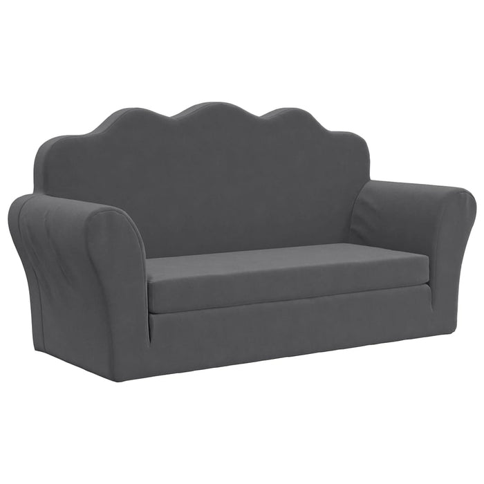 Kids' Sofa Bed 2-Seater Anthracite Soft Plush Tpiblb