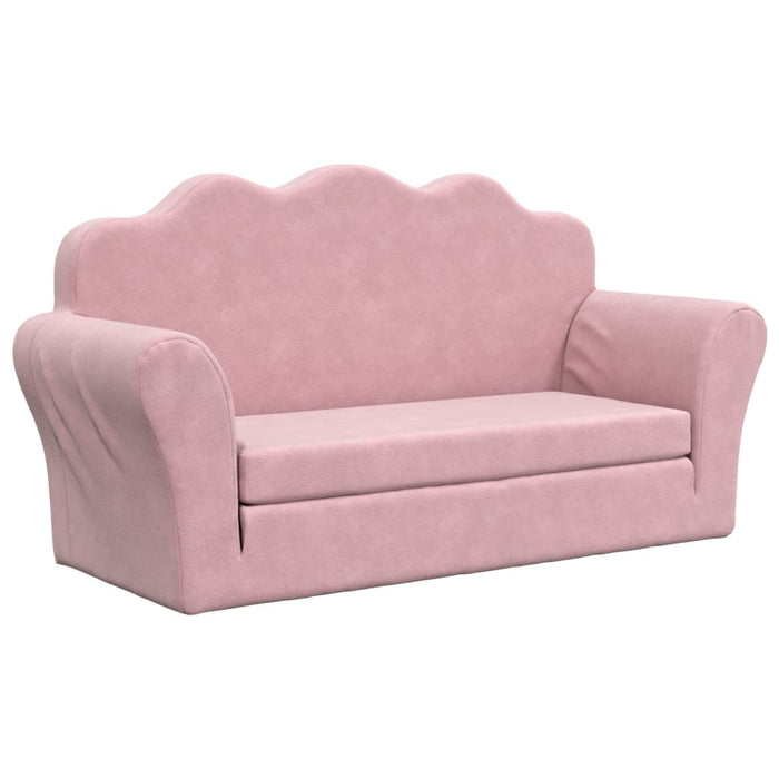 Kids' Sofa Bed 2-Seater Pink Soft Plush Tpiblt