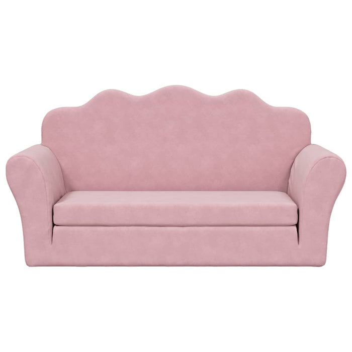 Kids' Sofa Bed 2-Seater Pink Soft Plush Tpiblt