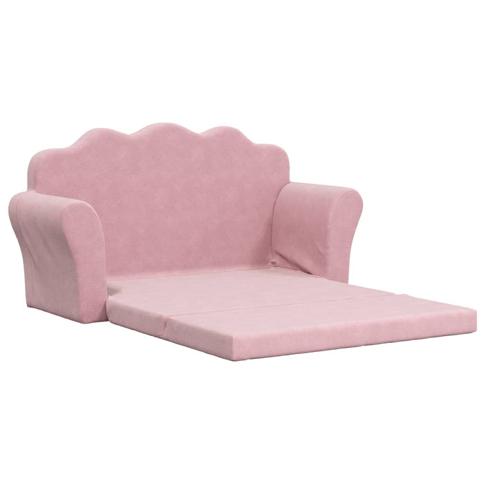 Kids' Sofa Bed 2-Seater Pink Soft Plush Tpiblt