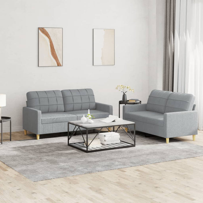 2 Piece Sofa Set With Cushions Light Grey Fabric Txboxia